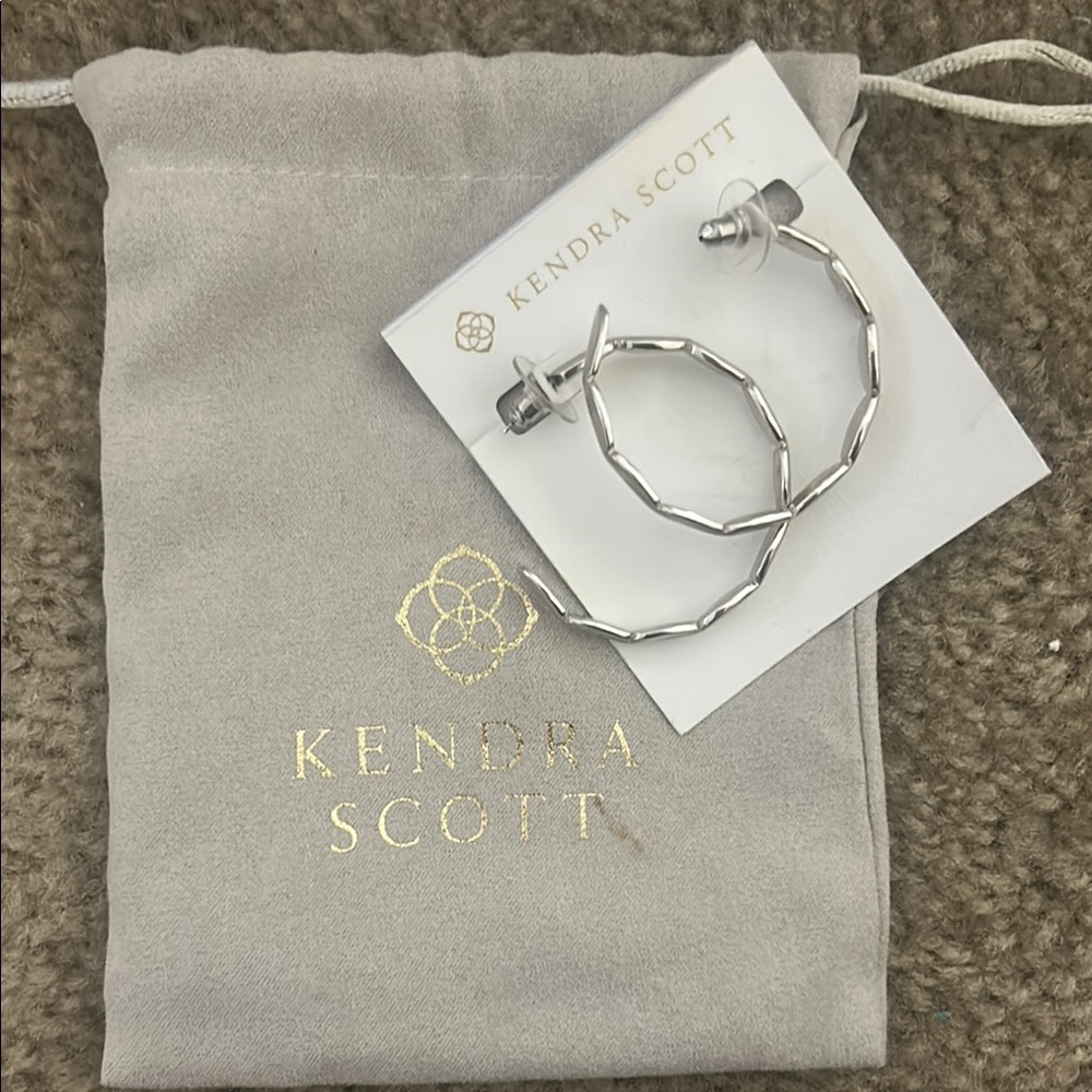 Kendra Scott Silver Textured Hoop Earrings